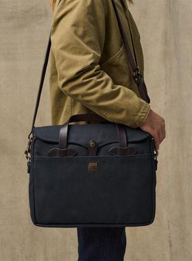 代购菲尔森Filson美产重磅斜纹帆布公文包马缰革复古男通勤手提电
