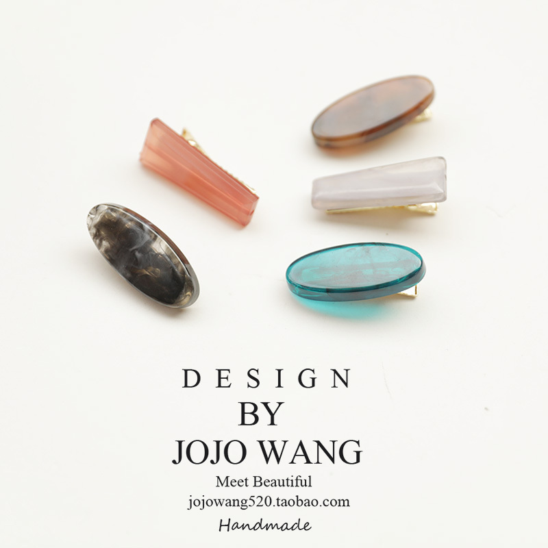 复古风几何糖果树脂韩国鸭嘴夹