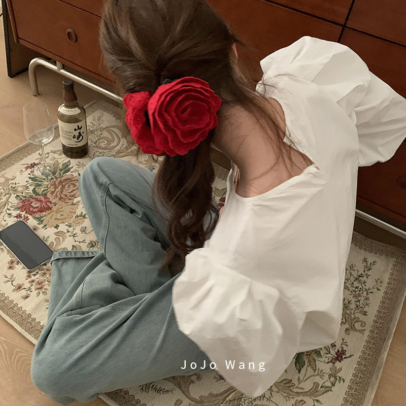 虞书欣同款大红花朵抓夹发圈发抓