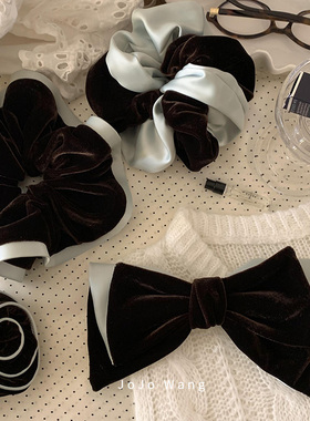 黑巧薄荷~gao端丝绒气质大肠发圈女秋冬款发饰高级感韩国时尚头绳