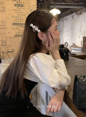 敲美的欧尼~珍珠边夹春天bi备侧边刘海夹碎发夹简约时尚夹子发饰