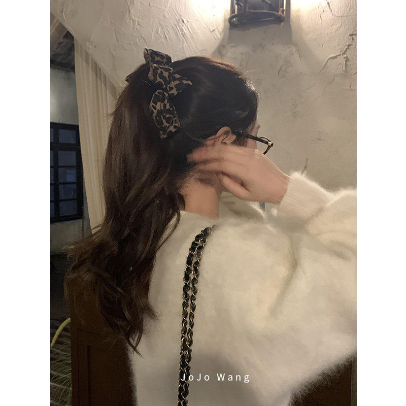 豹纹竖夹~马尾夹抓夹简约发抓高级发夹秋冬香蕉夹韩国发饰头饰