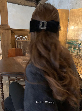 方钻始终高级~闪钻蝴蝶结秋冬bi备侧边发夹简约时尚夹子发饰头饰