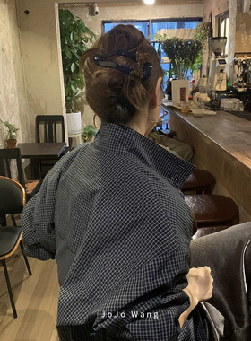 洋气挂~miu蓝抓夹横夹懒人夹简约发抓高级发夹气质韩国发饰头饰