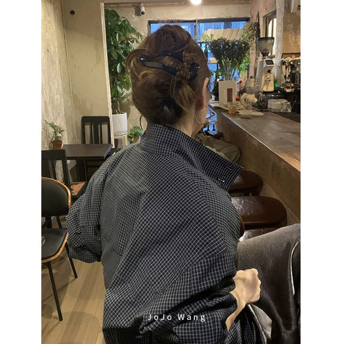 洋气挂~miu蓝抓夹横夹懒人夹简约发抓高级发夹气质韩国发饰头饰