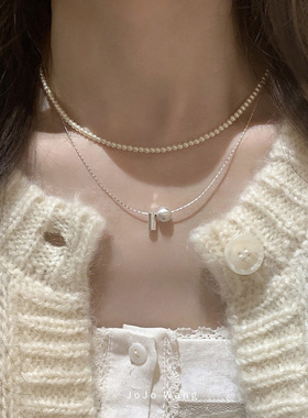 好法式的珍珠~多层复古项链好搭