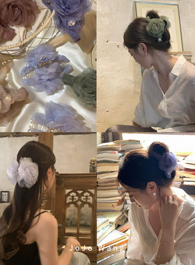 年度花朵抓夹超美欧根纱发抓