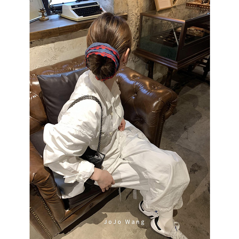 英伦牛仔~红蓝高级感大肠发圈女高弹扎头发双层发饰头绳韩国头饰