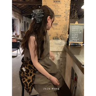 晶莹剔透灰 欧根纱水晶高级感抓夹发抓秋冬气质韩国发饰头饰ins