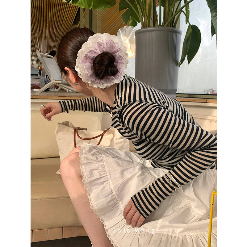 淡漠紫~双层精致刺绣蕾丝发圈女