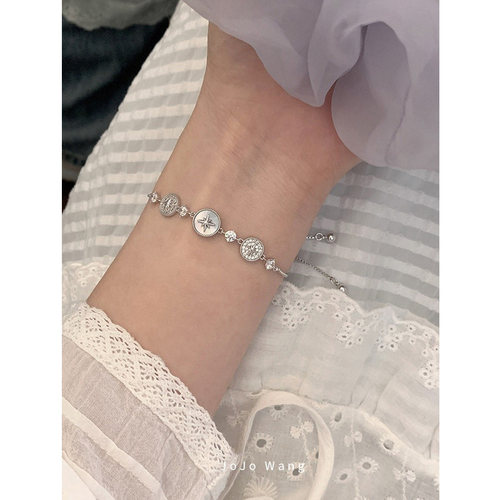 芒星~可调节手链珍珠链条手串手环女高颜值小众精致饰品银色系