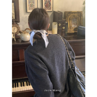 气质冷银蝴蝶结发圈 头绳 女扎头发发饰头饰高级感洋气韩国时尚