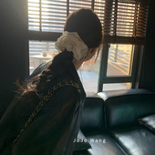 美少女蕾丝发圈头饰法式 温柔 米杏 扎头发饰大肠圈发绳头绳韩国