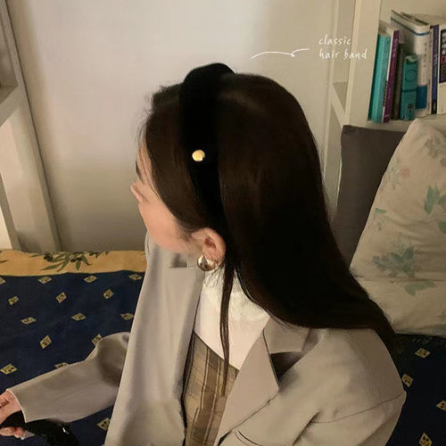 鱼子酱黑~真丝丝绒发箍女外出