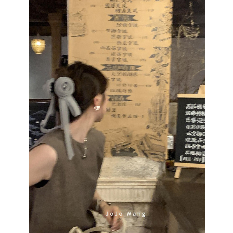 城市度假~亚麻系花朵飘带发抓抓夹简约发夹气质韩国发饰头饰ins