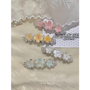 发夹可爱发饰配饰发夹 仙气水晶韩国简约发夹新款 晶莹剔透 樱花