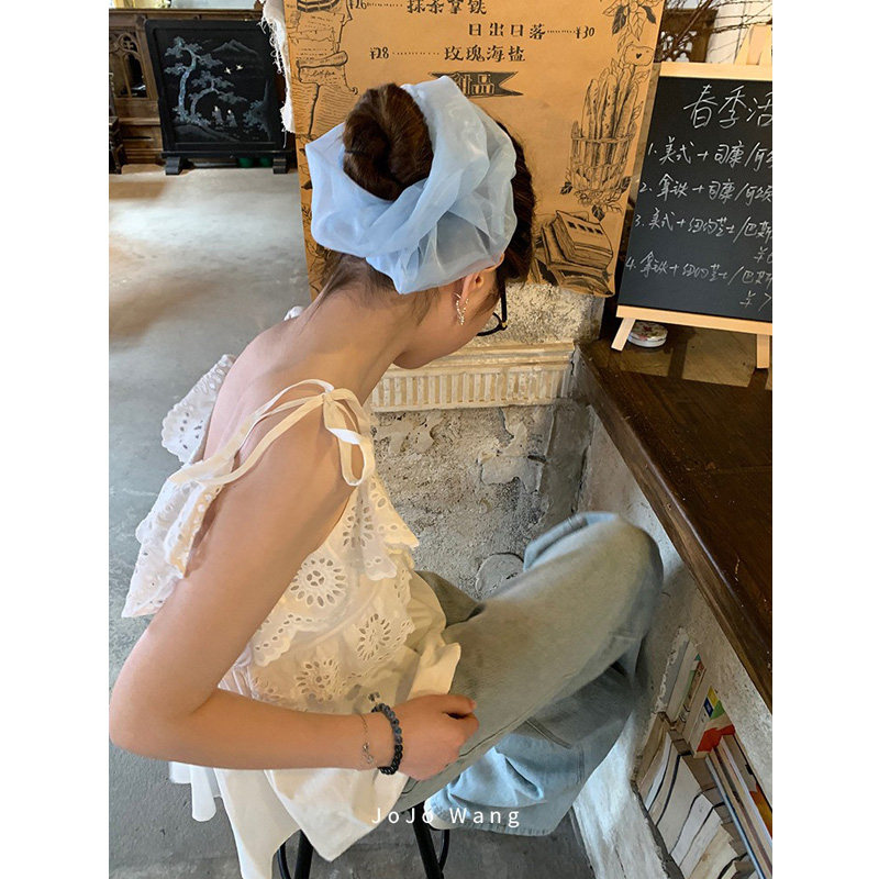 夏日度假风情~欧根纱高级感大肠发圈女高弹扎头发发饰头绳韩国