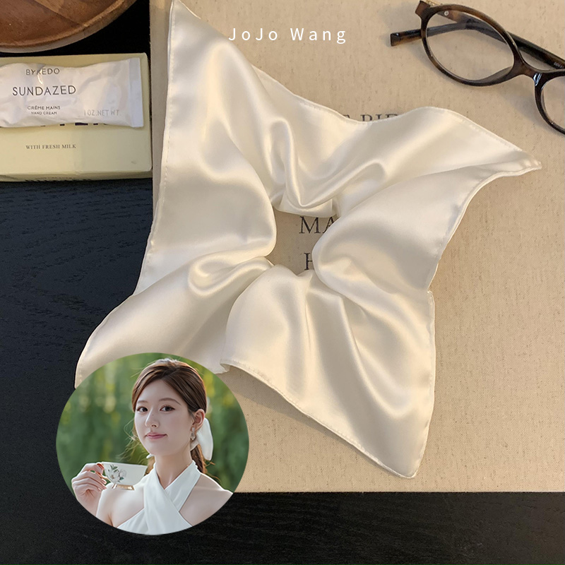 赵露思同款白色方巾许妍大肠发圈头绳女2025新款方形绑发头花发绳