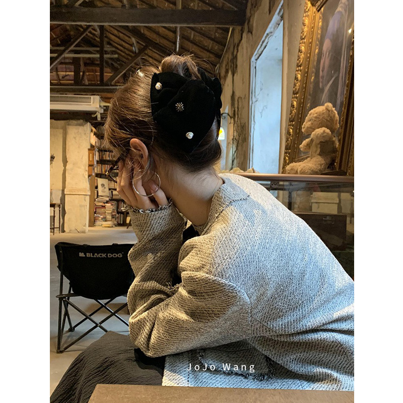 人间富贵花~真丝丝绒闪钻抓夹发卡发抓高级发夹珍珠韩国发饰头饰