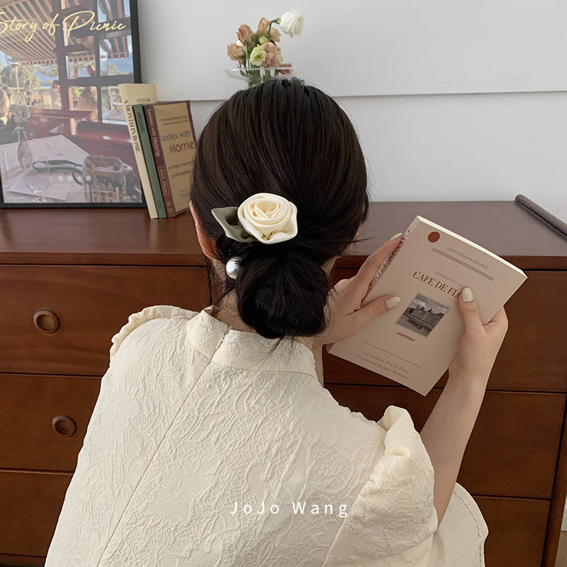 高级缎面复古玫瑰~发圈头饰