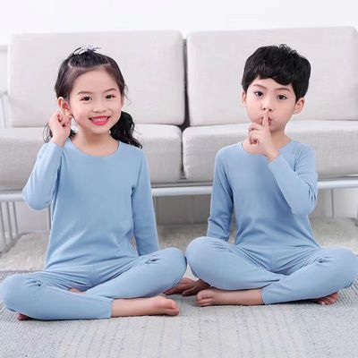 中大童发热德绒保暖内衣套装男女童打底秋衣秋裤两件套睡衣家居服
