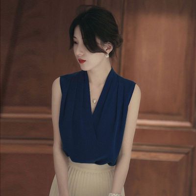 无恙无袖法式设计感衬衫高级夏