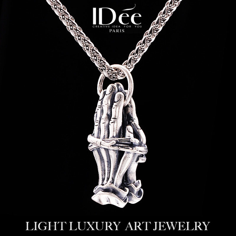 法国IDee祈祷泰银项链潮男 纯银吊坠925银饰品轻奢小众设计潮牌