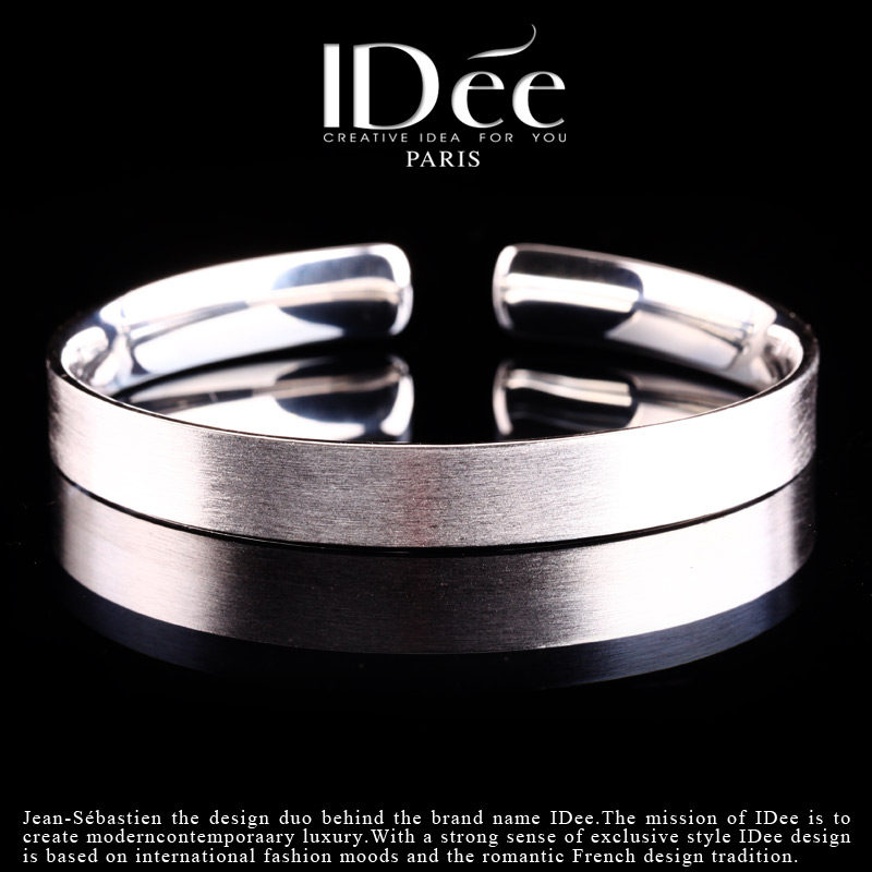 法国IDee999纯银手镯足银情侣款 男女开口时尚镯子冷淡风网红潮牌