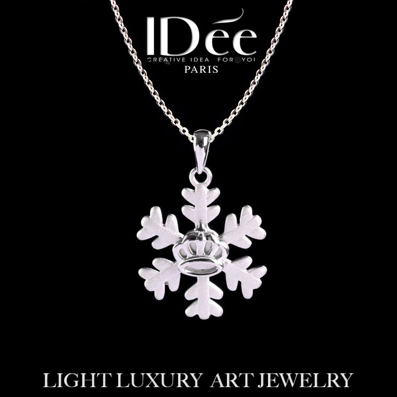 法国IDee雪花项链女轻奢小众设计皇冠925银潮牌银饰品情人节礼物