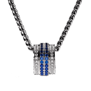 法国IDee蓝白钻项链男士潮牌嘻哈时尚吊坠潮流小众设计感百搭饰品