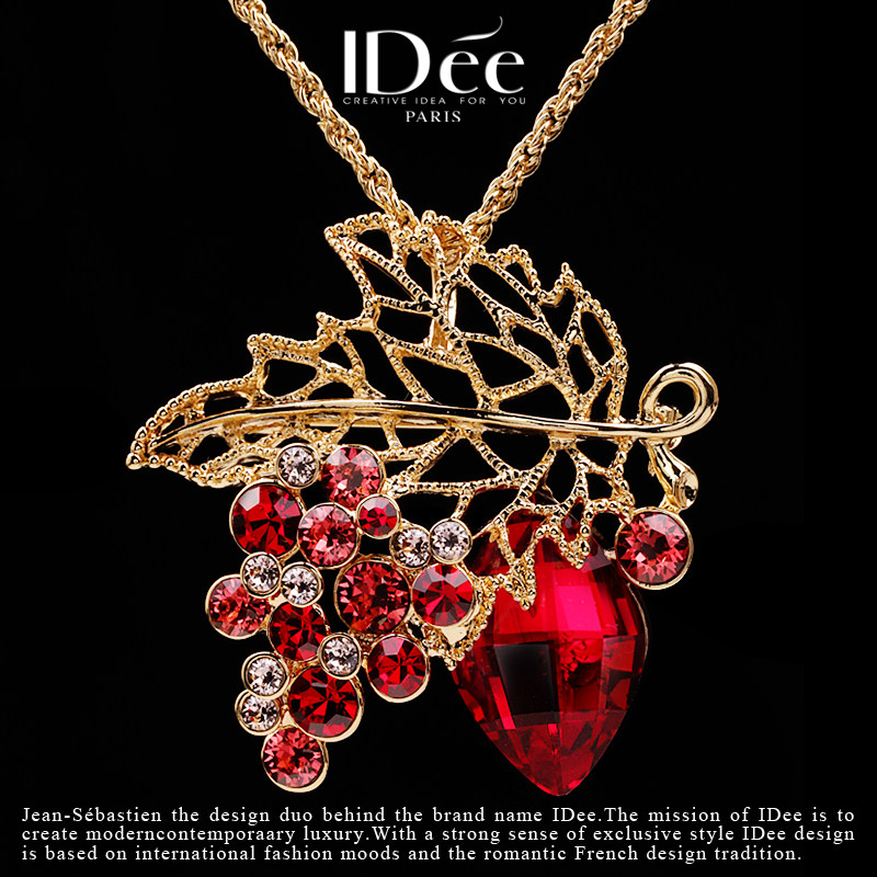 法国IDee宝石毛衣链长款18K金色时尚毛衣项链女挂件2022年新款潮