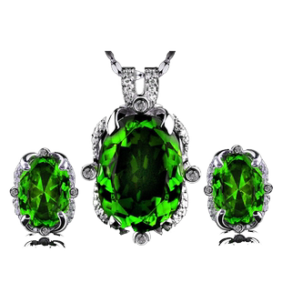 法国IDee项链女 百搭925银饰品轻奢小众设计感套装祖母绿宝石饰品