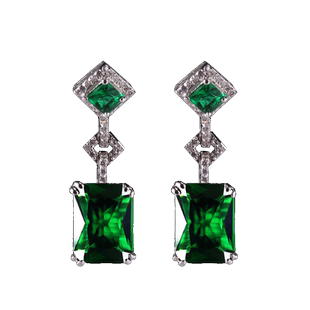 法国IDee耳坠女长款耳钉银色耳饰2025小众设计百搭祖母绿宝石饰品