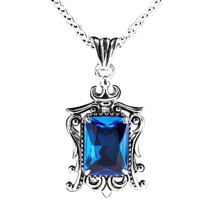 法国IDee项链男士潮牌时尚挂件蓝吊坠嘻哈个性百搭穿配蓝宝石饰品