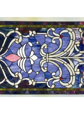 钢化雕刻工艺术玻璃透光客厅窗户隔断屏风玄关地中海欧式蓝色现代