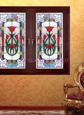 定做玄关隔断屏风柜门芯吊顶钢化蒂凡尼雕刻工艺艺术玻璃简约红色
