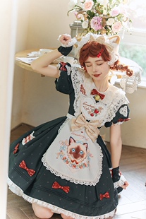 【daydream生活馆】暮眠小镇 猫咪咖啡厅连衣裙日系可爱lolita
