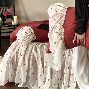 法式复古全棉提花贡缎长绒棉简约风刺绣被套床品轻奢高级感床品