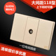 国际电工金色118型开关插座板暗装 墙壁一位电视闭路TV有线插座
