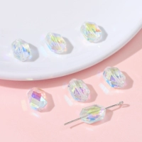 18# Корона | Бусины стеклянные хрустальные 12х8мм, диаметр отверстия около 1мм, цвет белый AB, примерно 5 шт./пакет