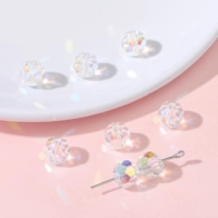 8#32 граненые шариковые бусины | Бусины стеклянные хрустальные 8х7мм, диаметр отверстия около 1мм, цвет белый AB, примерно 10 шт./упак.