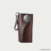 xmyb 简约植鞣牛皮钥匙包 男女通用真皮复古手拿小钥匙包