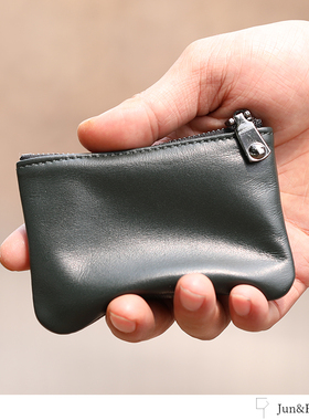 xmyb 羊皮拉链零钱钥匙包 真皮男士短款小钱包 迷你硬币手包女