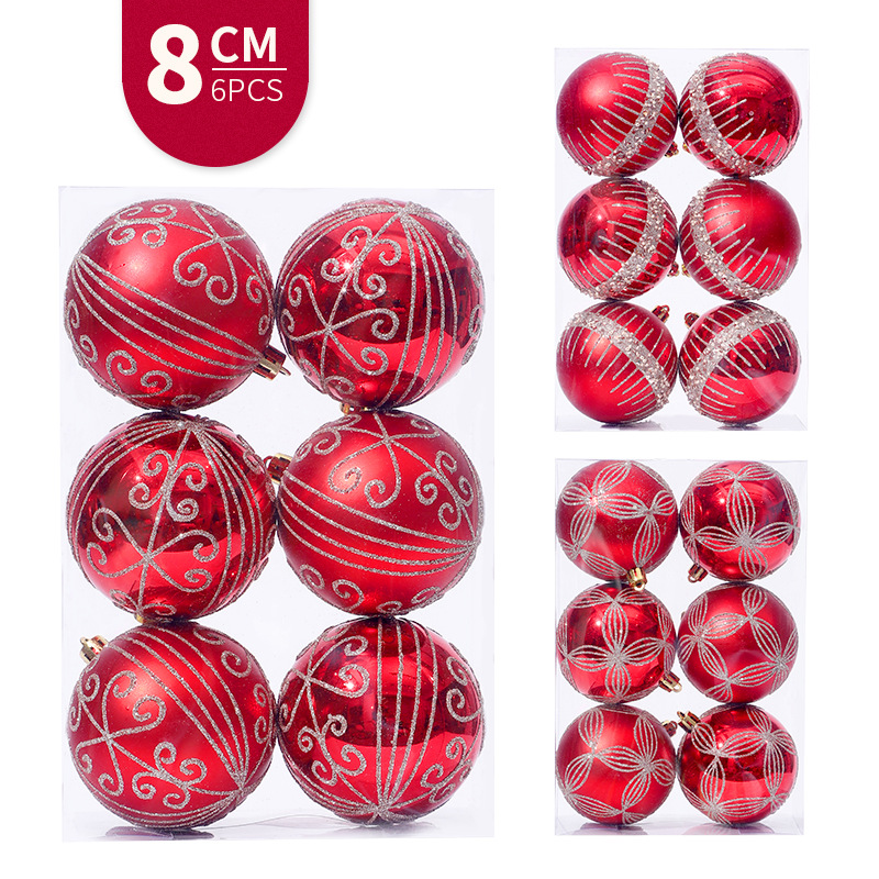 圣诞装饰品8CM/6pcs彩绘圣诞球