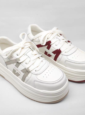 意尔康女鞋2026新款松糕底防滑休闲小白鞋时尚系带6171AD15542Y
