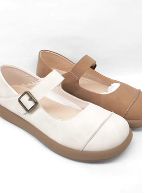 意尔康单鞋女2024新款春软底勃肯鞋一字带浅口平底玛丽珍48049Y