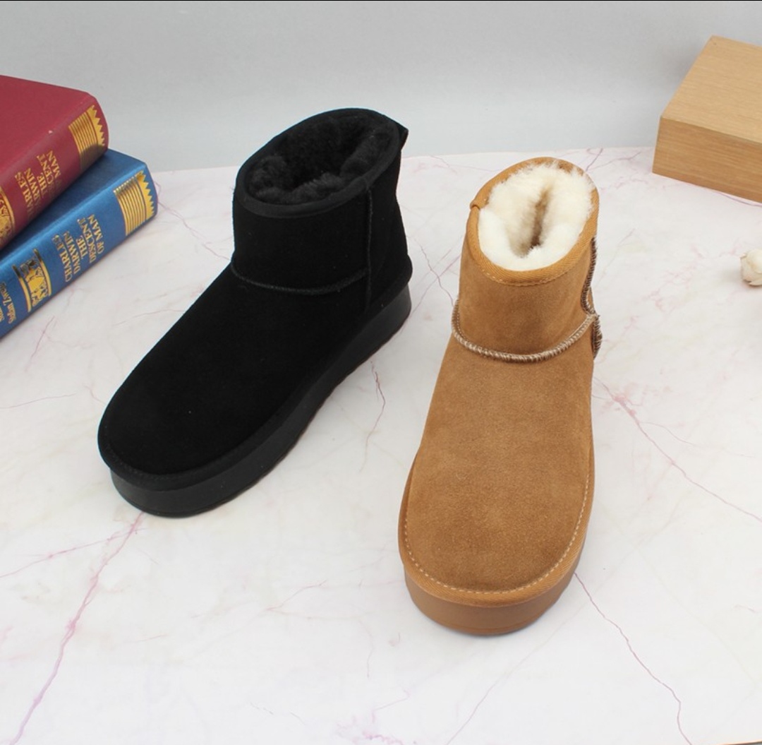 意尔康女鞋冬季新款雪地靴女款厚底短靴加绒加厚棉鞋S792AM074391