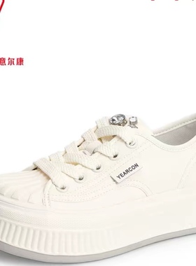 意尔康女鞋2024新款秋季专柜小白鞋女厚底贝壳头休闲鞋板鞋48362Y