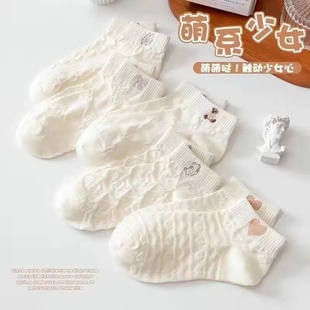 夏季 ins潮网红可爱日系纯棉低帮白色浅口短 袜子女短袜秋冬季 薄款