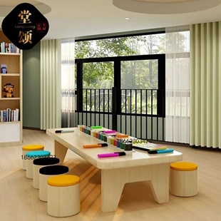 图书馆儿童阅读桌椅商场儿童活动区手工桌培训机构早教美工绘画桌
